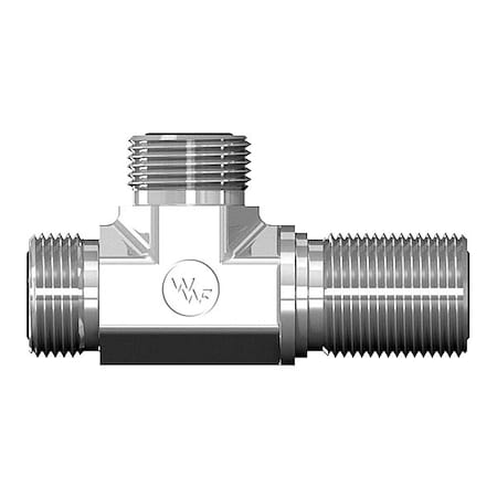 World Wide Fittings Male Flat Face O-Ring to Male Flat Face O-Ring Bulkhead to Male Flat Face O-Ring Run Tee 4726X04X04X04